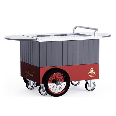 Red Mobile Teppanyaki Grill 16-дюймовые колеса на заказ Свободное передвижение Пищевой материал Хибачи Грилл Стол